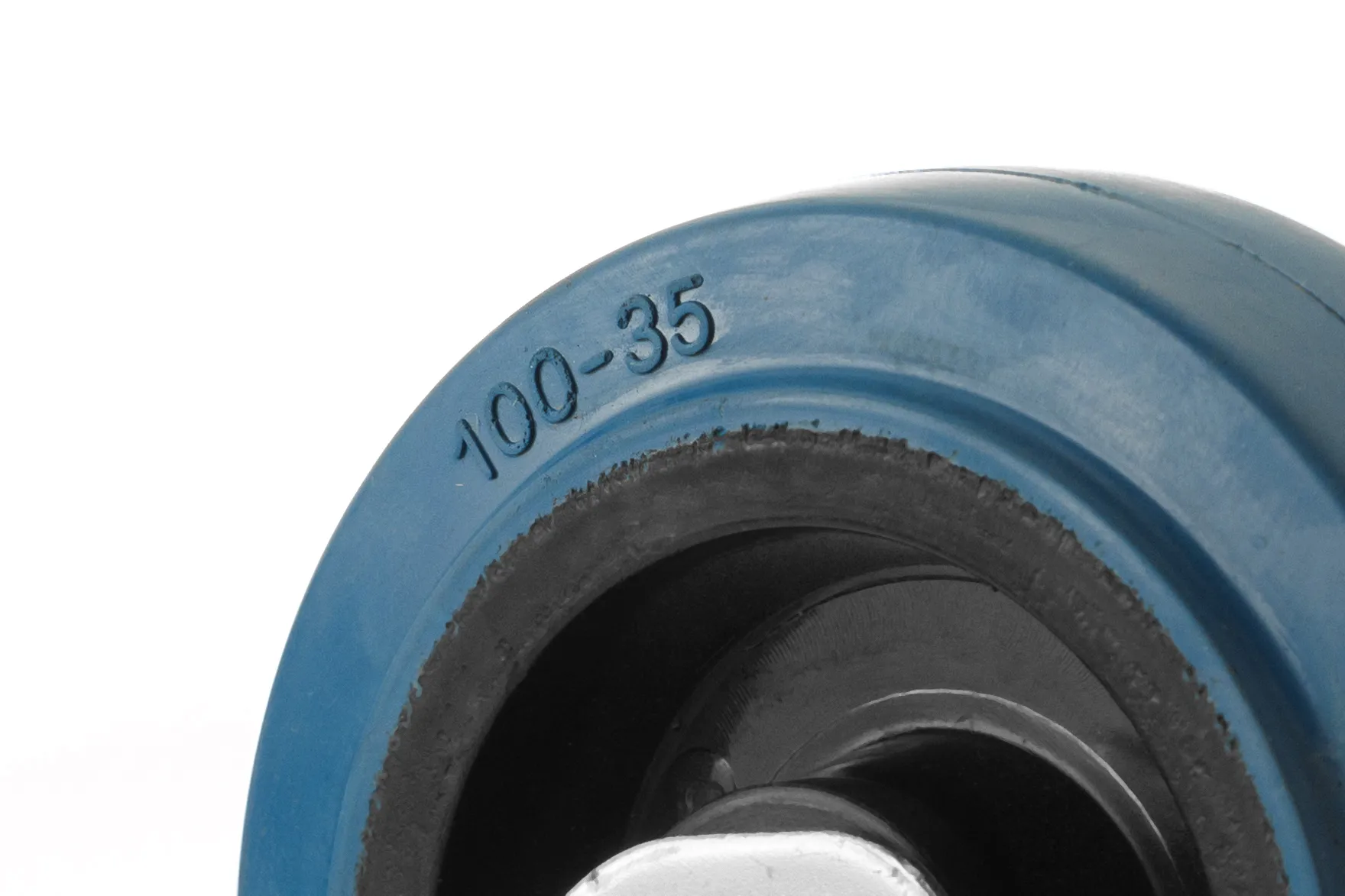 Колесо неповоротное, платформенное крепление, синяя резина, диаметр 100мм - FCL 46